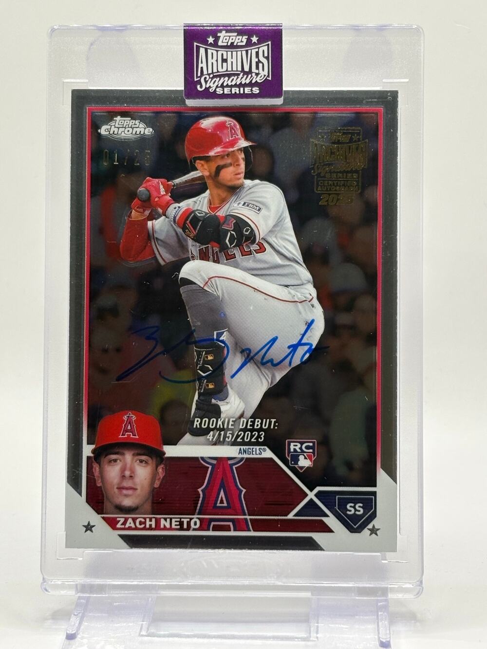 2025 Topps Archives Signature Series Zach Neto Rookie Debut Auto 1/25 SP Angels